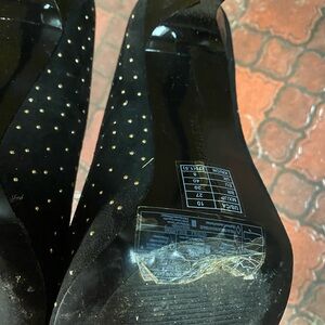 Forever 21 black high heels with soft gold studs, size 10